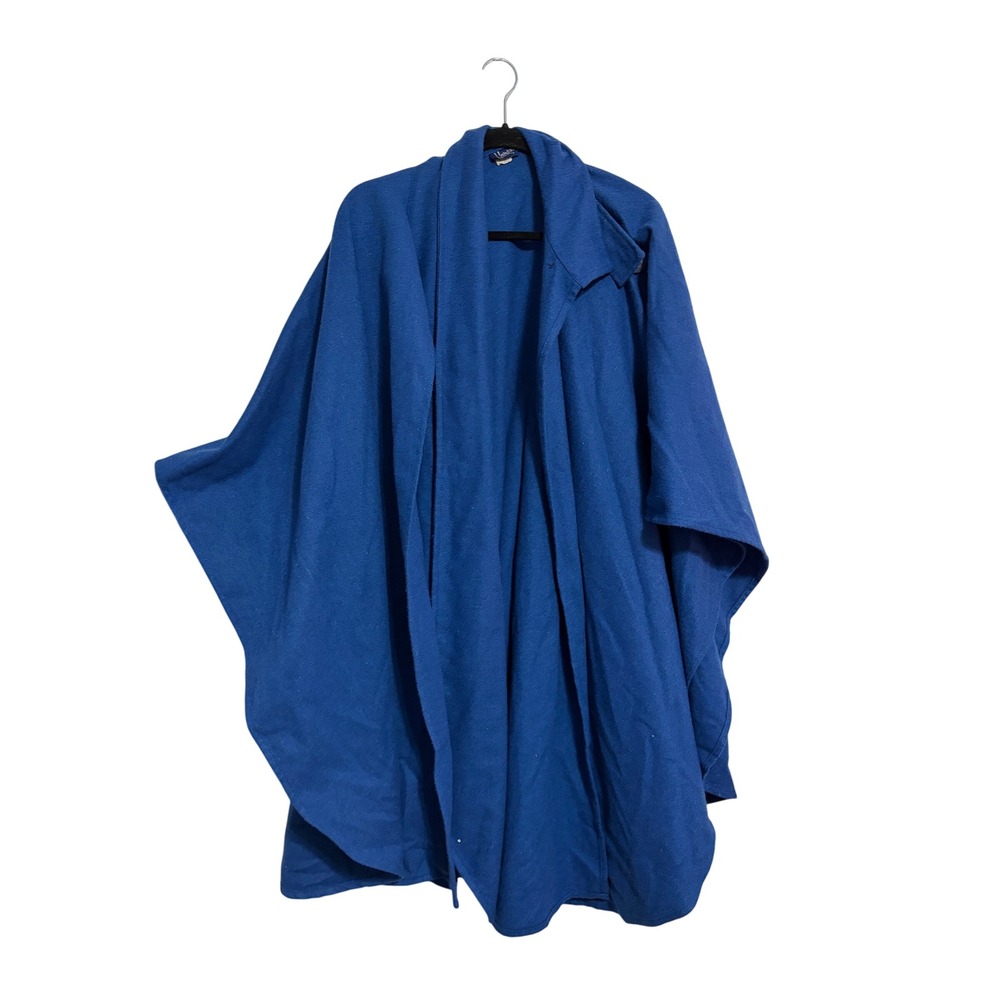 Honey Cape Wrap Vintage Royal Blue Wool Blend Button Detail OS Dark Academia